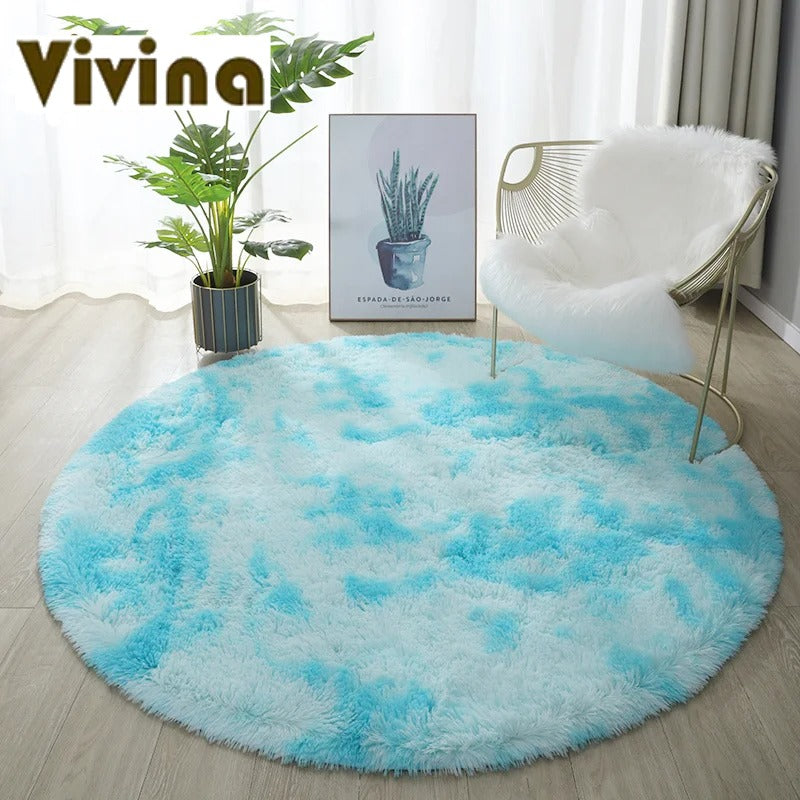 Vivina Round Plush 2 Tone Plush Rug Various Colours & Sizes - T.O.M.S Direct