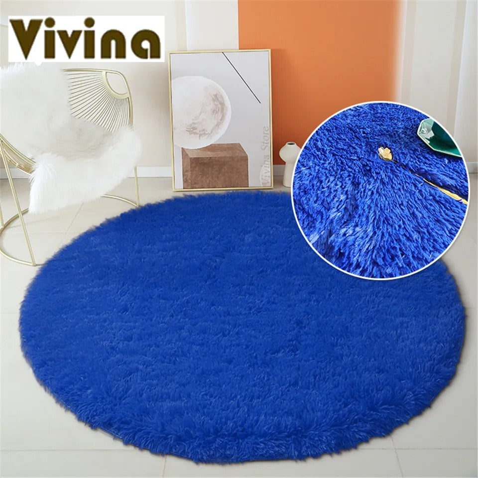 Vivina Round Plush Solid Colour Plush Rug Various Colours & Sizes - T.O.M.S Direct