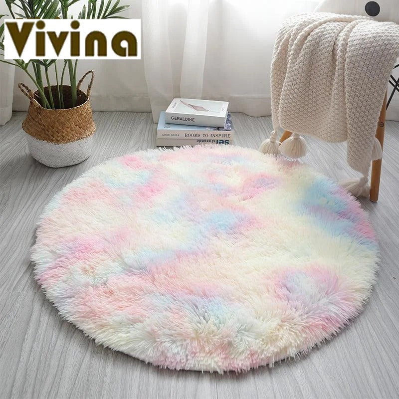 Vivina Round Plush 2 Tone Plush Rug Various Colours & Sizes - T.O.M.S Direct