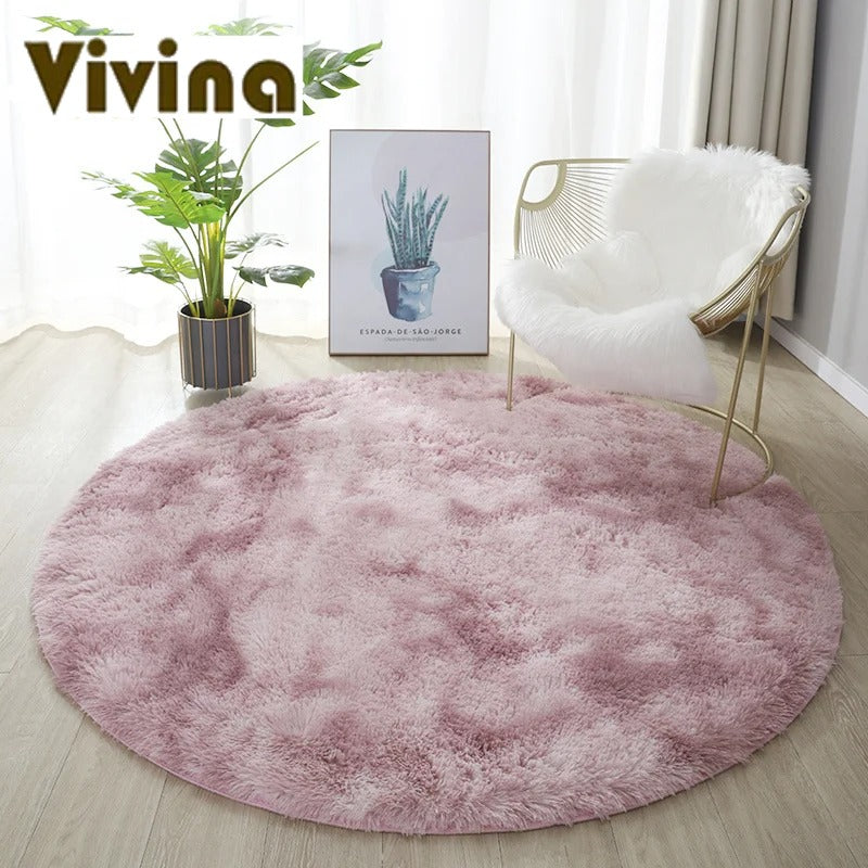 Vivina Round Plush 2 Tone Plush Rug Various Colours & Sizes - T.O.M.S Direct