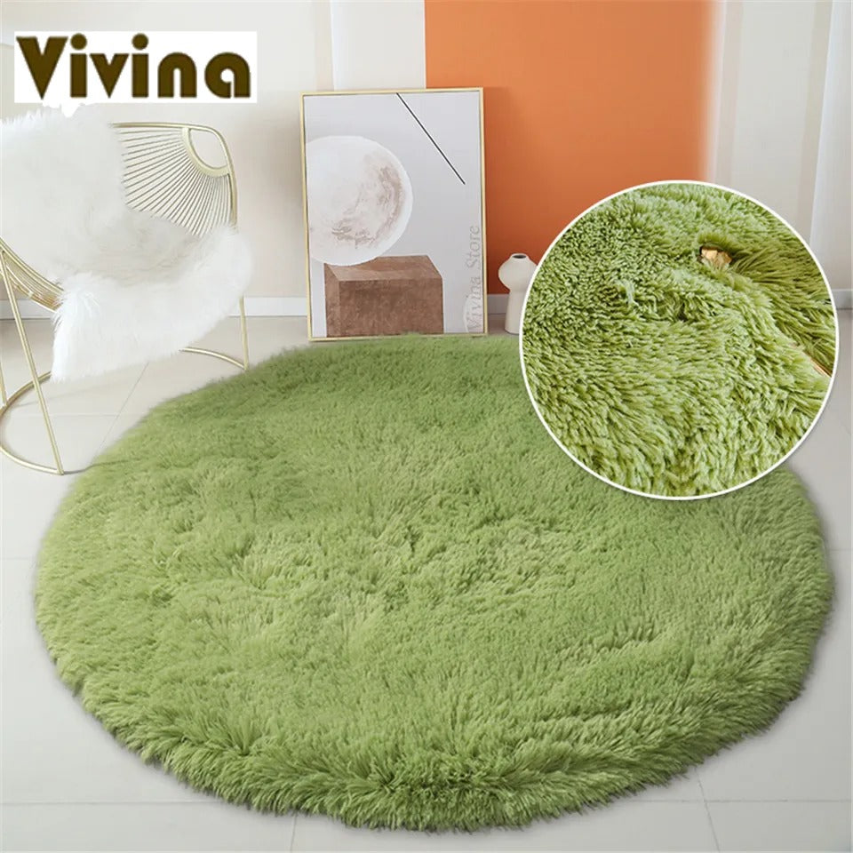 Vivina Round Plush Solid Colour Plush Rug Various Colours & Sizes - T.O.M.S Direct