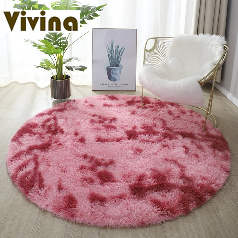 Vivina Round Plush 2 Tone Plush Rug Various Colours & Sizes - T.O.M.S Direct