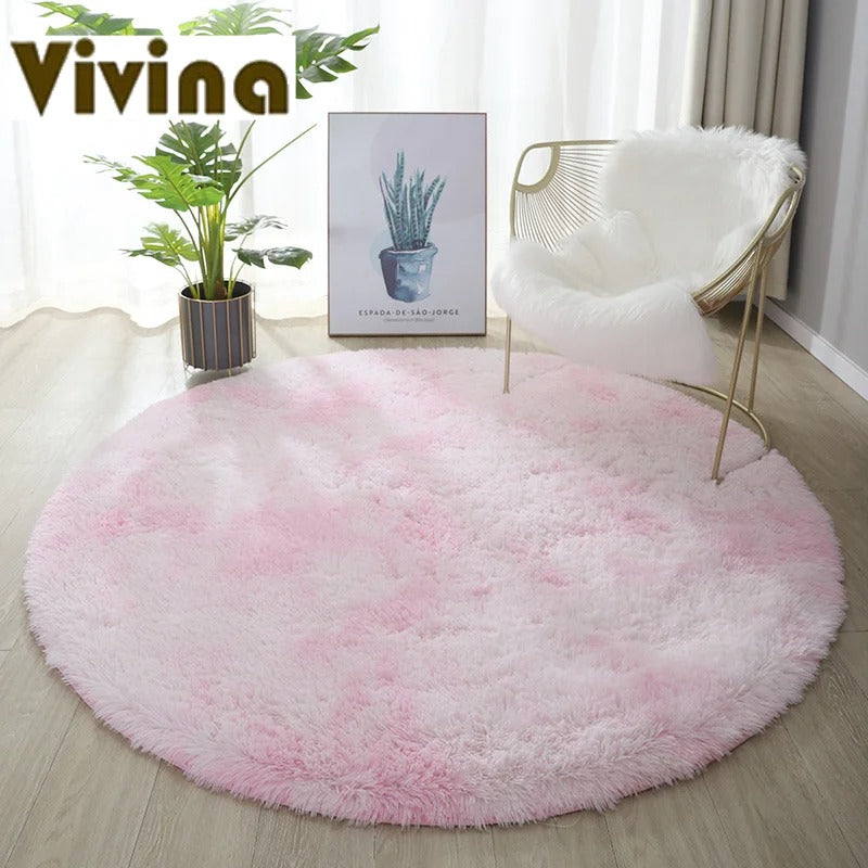 Vivina Round Plush 2 Tone Plush Rug Various Colours & Sizes - T.O.M.S Direct