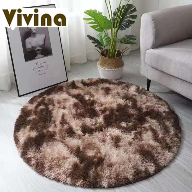 Vivina Round Plush 2 Tone Plush Rug Various Colours & Sizes - T.O.M.S Direct