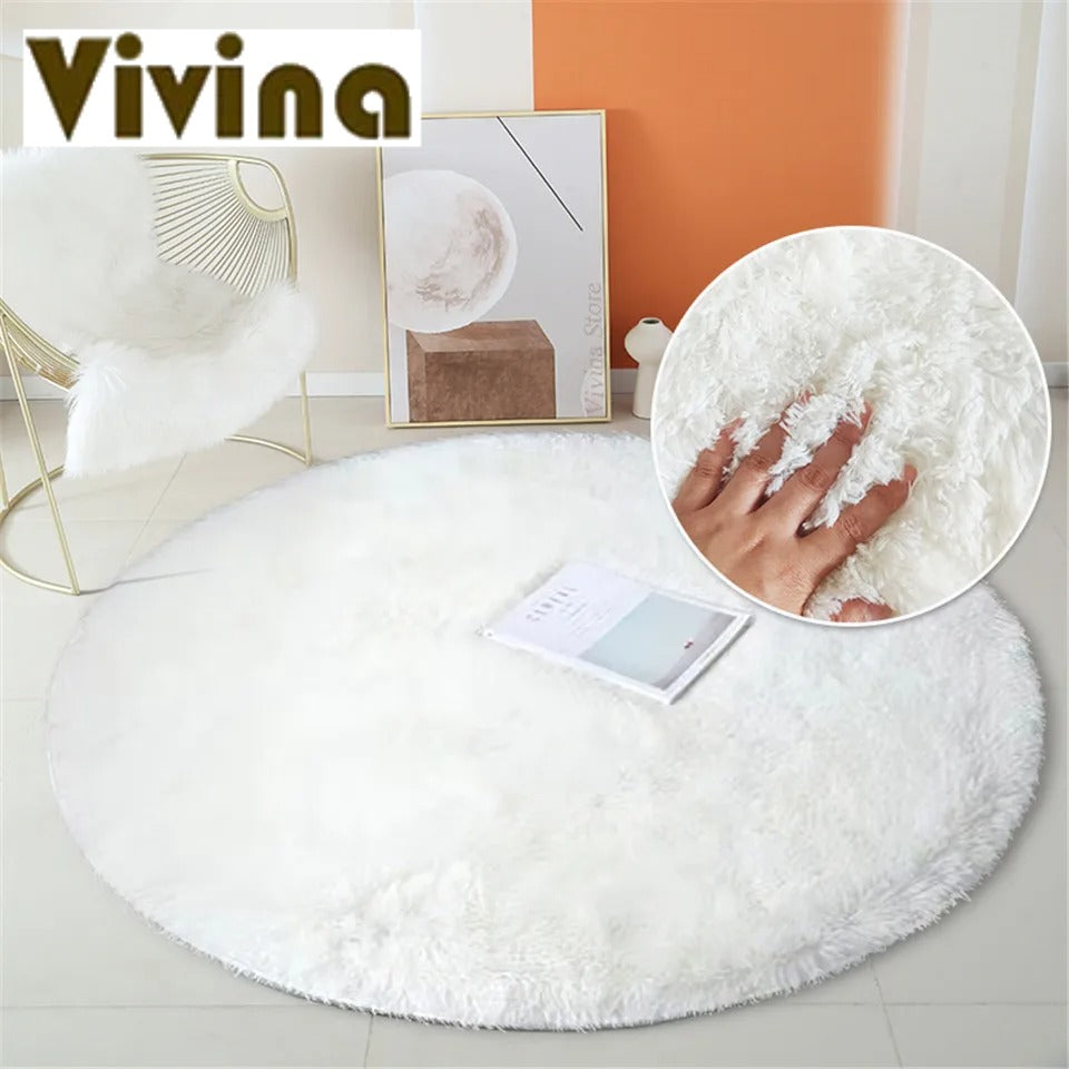 Vivina Round Plush Solid Colour Plush Rug Various Colours & Sizes - T.O.M.S Direct