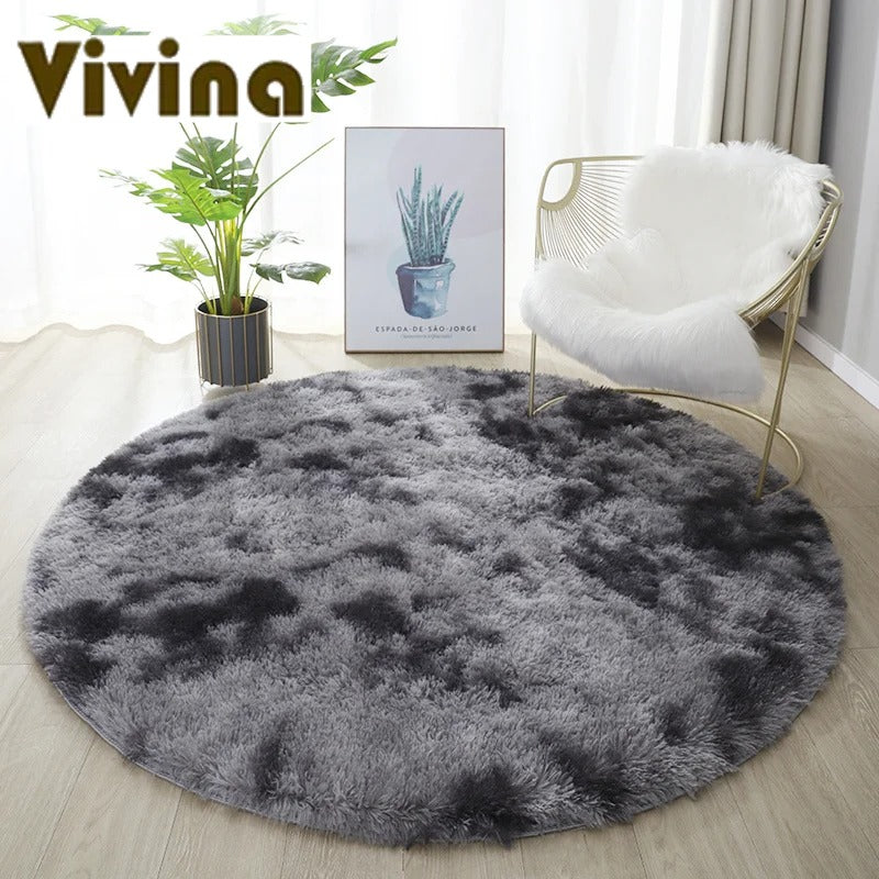 Vivina Round Plush 2 Tone Plush Rug Various Colours & Sizes - T.O.M.S Direct