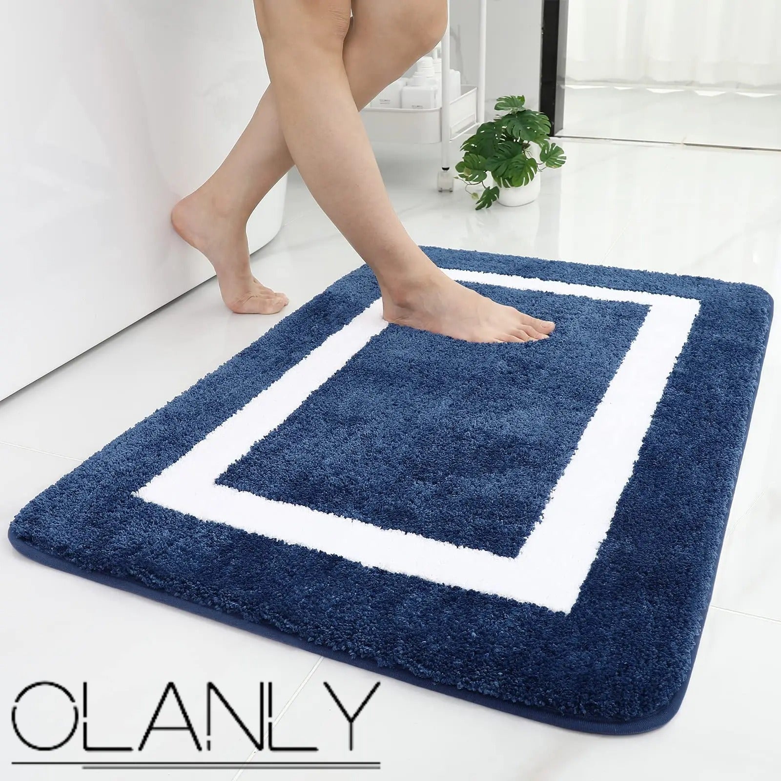 Olanly Soft Plush Non-Slip Bath Rug Frame Design 5 Colours 4 Sizes - T.O.M.S Direct