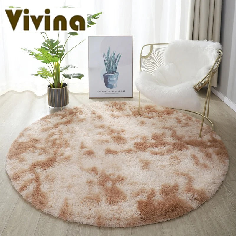 Vivina Round Plush 2 Tone Plush Rug Various Colours & Sizes - T.O.M.S Direct