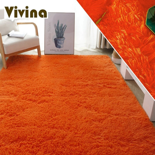 Vivina Bright Coloured Fluffy Rugs Various Colours & Sizes - T.O.M.S Direct