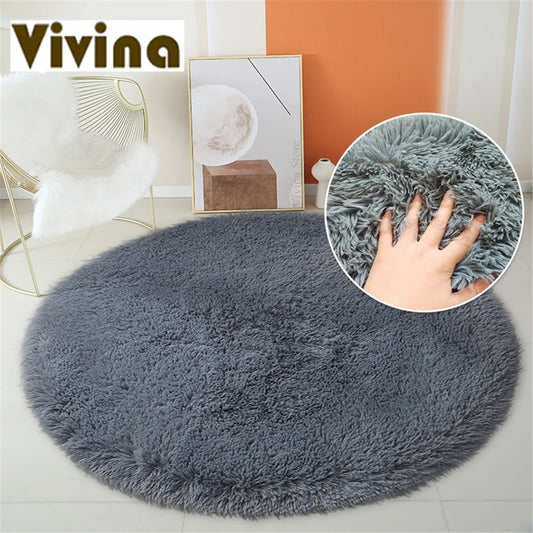 Vivina Round Plush Solid Colour Plush Rug Various Colours & Sizes - T.O.M.S Direct