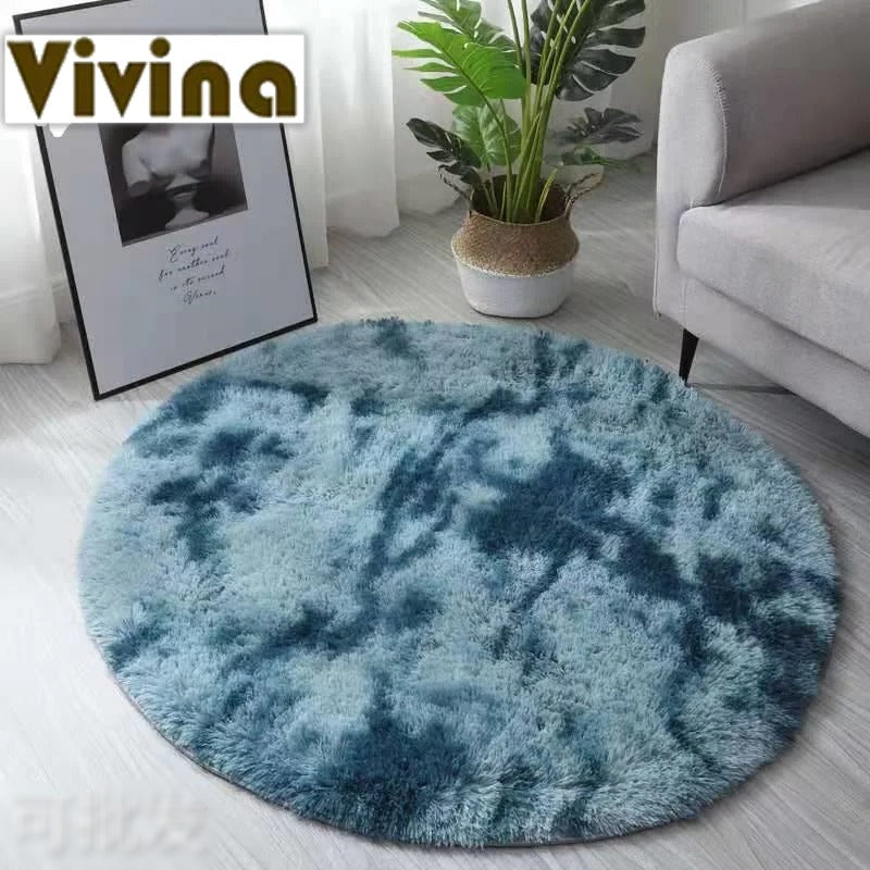 Vivina Round Plush 2 Tone Plush Rug Various Colours & Sizes - T.O.M.S Direct