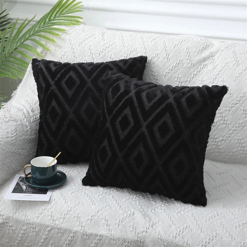 Olanly Square Plush Cushion Cover 3 3D Designs in a Variety of Colours - T.O.M.S Direct