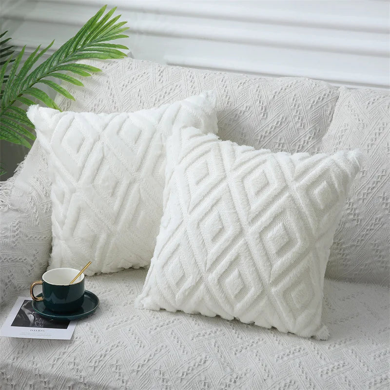 Olanly Square Plush Cushion Cover 3 3D Designs in a Variety of Colours - T.O.M.S Direct