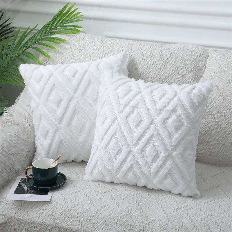 Olanly Square Plush Cushion Cover 3 3D Designs in a Variety of Colours - T.O.M.S Direct