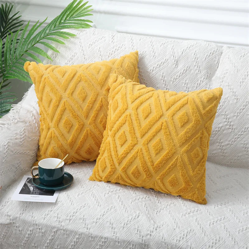 Olanly Square Plush Cushion Cover 3 3D Designs in a Variety of Colours - T.O.M.S Direct