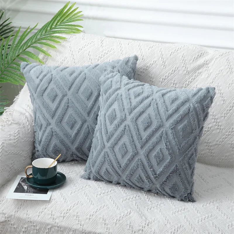 Olanly Square Plush Cushion Cover 3 3D Designs in a Variety of Colours - T.O.M.S Direct