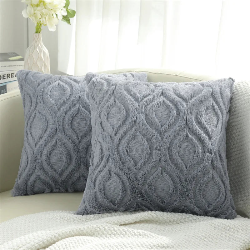 Olanly Square Plush Cushion Cover 3 3D Designs in a Variety of Colours - T.O.M.S Direct