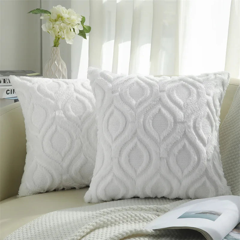 Olanly Square Plush Cushion Cover 3 3D Designs in a Variety of Colours - T.O.M.S Direct