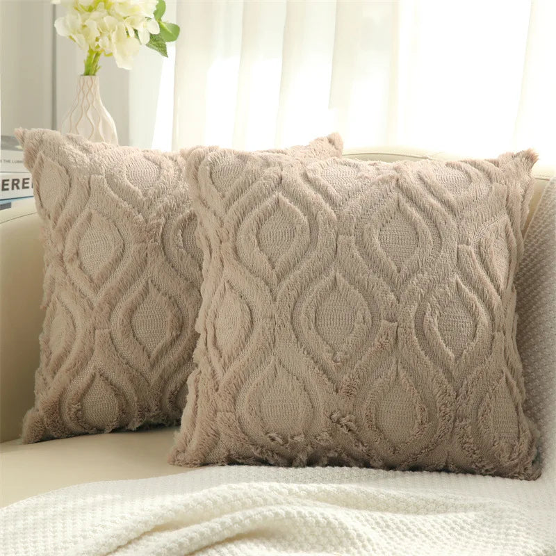 Olanly Square Plush Cushion Cover 3 3D Designs in a Variety of Colours - T.O.M.S Direct