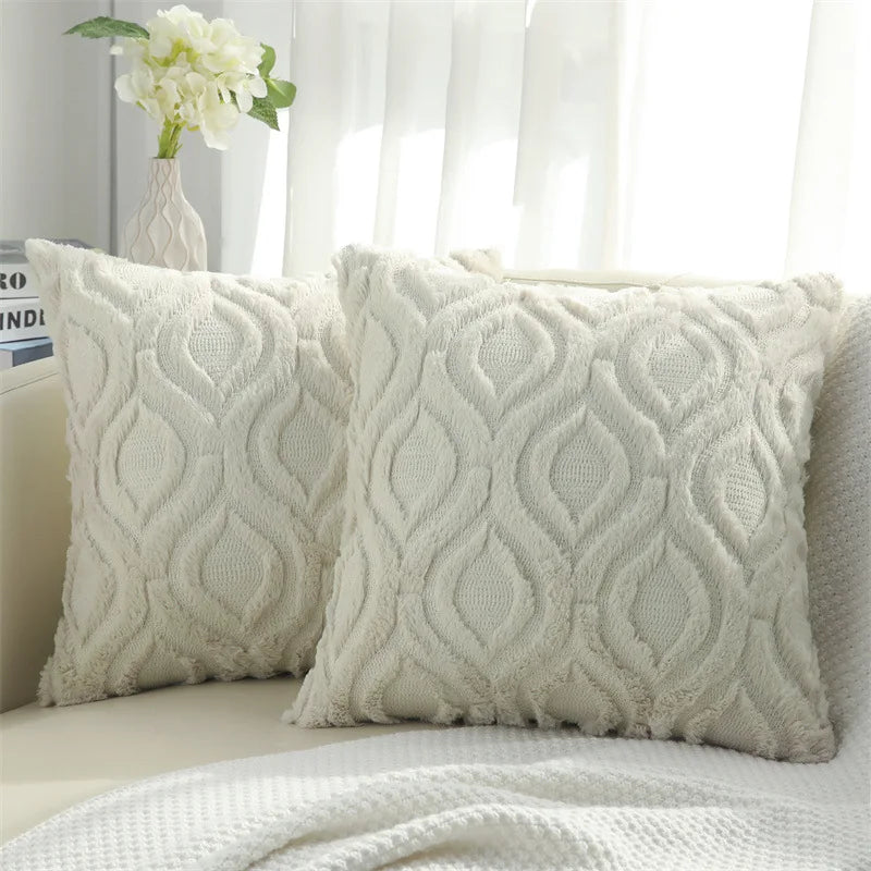 Olanly Square Plush Cushion Cover 3 3D Designs in a Variety of Colours - T.O.M.S Direct