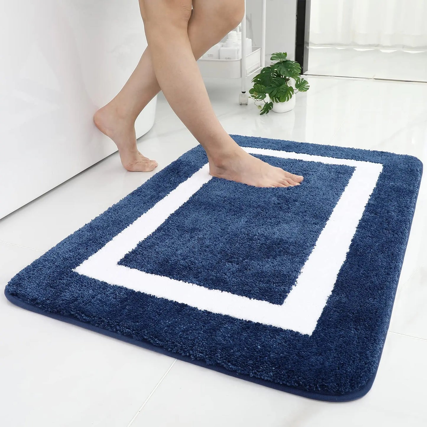 Olanly Soft Plush Non-Slip Bath Rug Frame Design 5 Colours 4 Sizes - T.O.M.S Direct