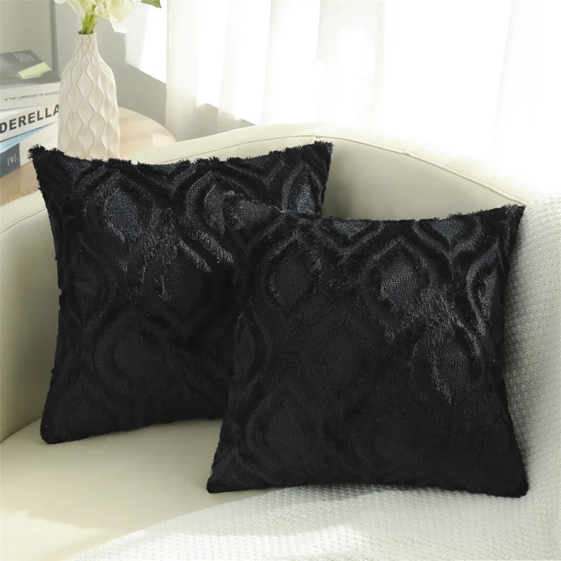 Olanly Square Plush Cushion Cover 3 3D Designs in a Variety of Colours - T.O.M.S Direct