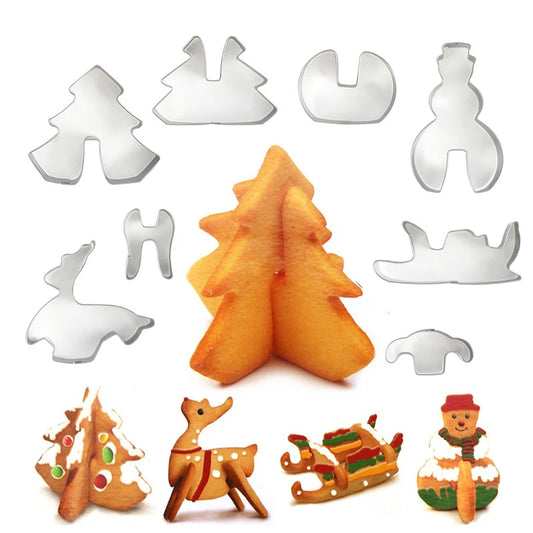 8pc 3D Christmas Cookie Cutter Set - T.O.M.S Direct