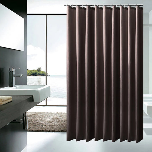 Solid Colour Polyester Waterproof Shower Curtains w/ Hooks 6 Colours Various Sizes - T.O.M.S Direct