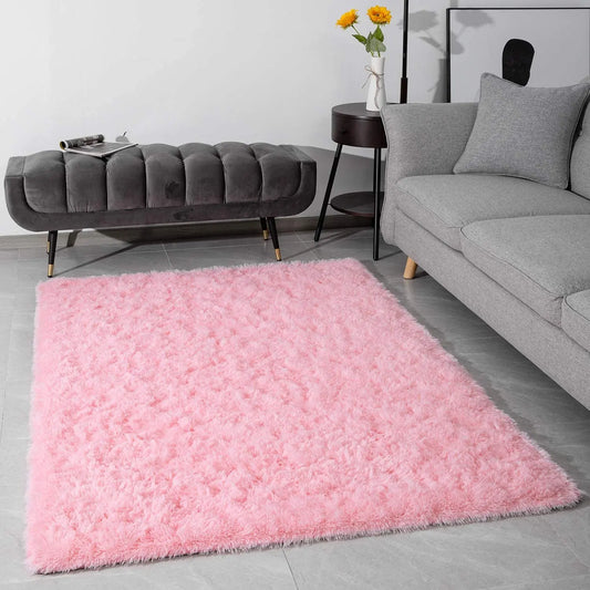 Fluffy Pink Shaggy Rug - T.O.M.S Direct