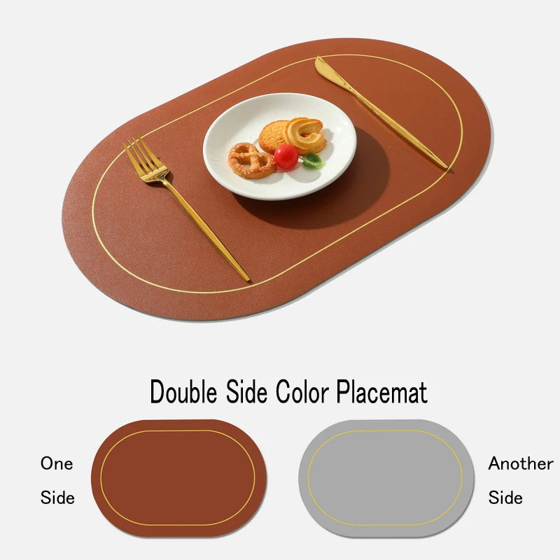 4pc Leather 43x30cm Double Sided Table Placemat 8 Colours - T.O.M.S Direct