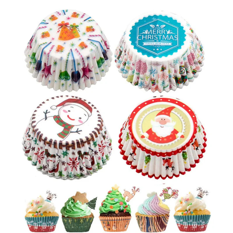 100pc Festive Cupcake Liners 5 Designs - T.O.M.S Direct