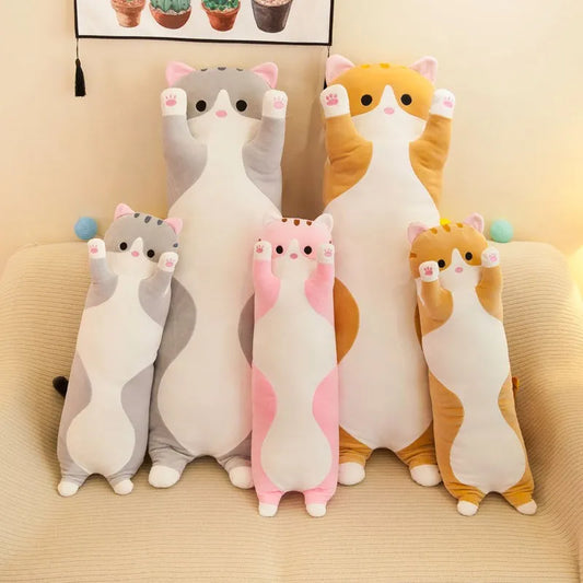 70/90/110/130cm Cute Soft Cat Plush Companion Pillow 4 Colours - T.O.M.S Direct