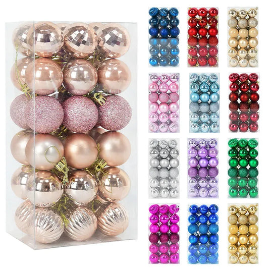 36pc Colourful Christmas Tree Baubles - T.O.M.S Direct