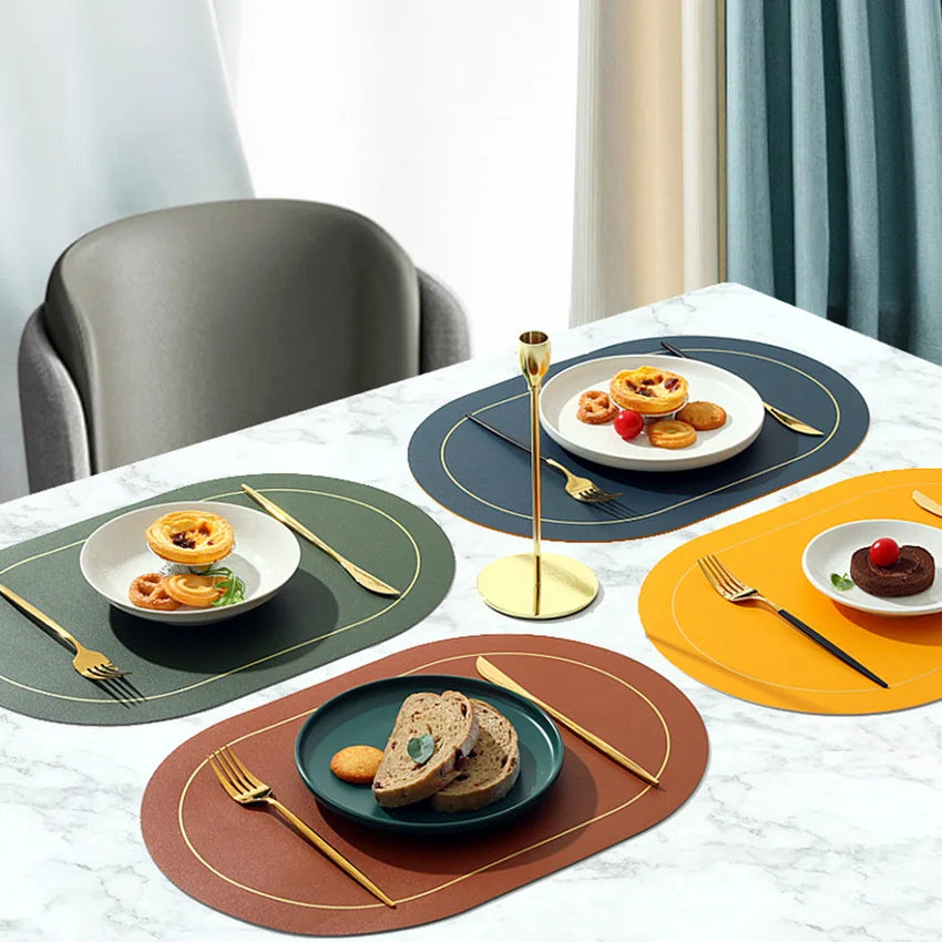 4pc Leather 43x30cm Double Sided Table Placemat 8 Colours - T.O.M.S Direct