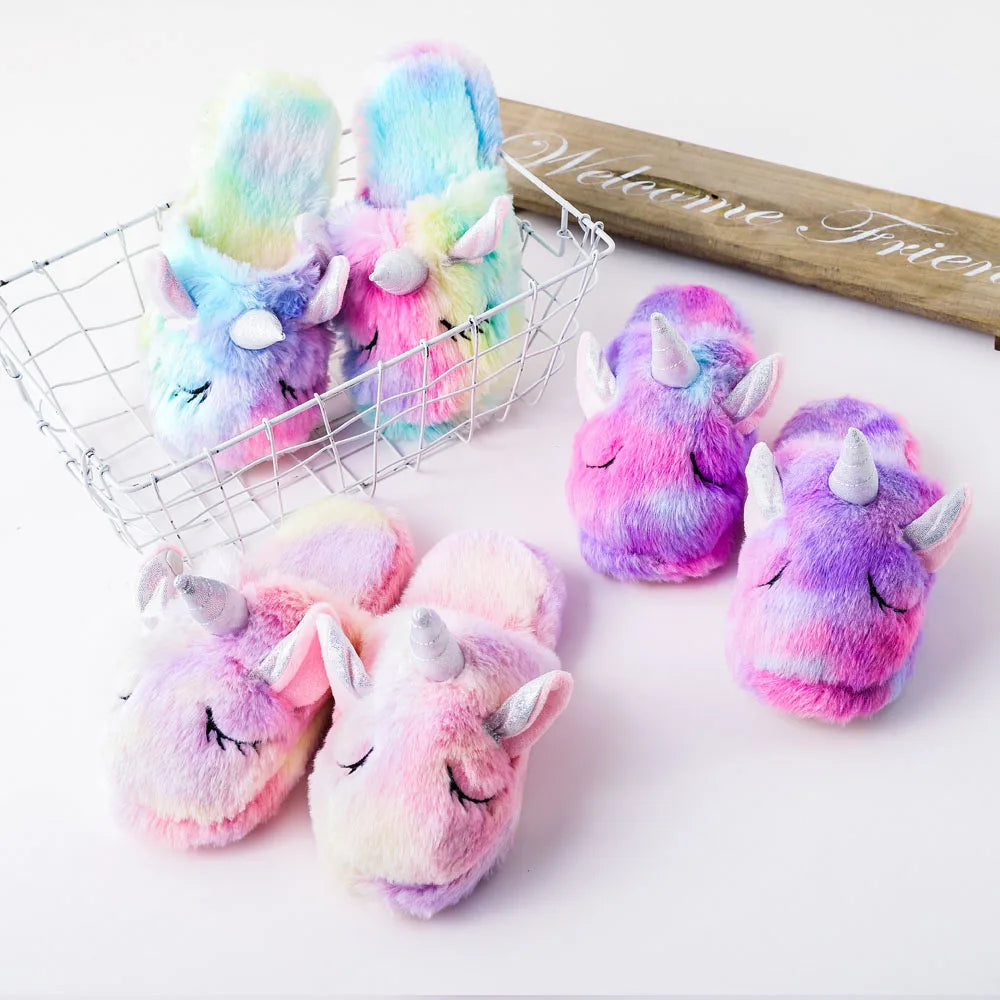 Toddler & Youth Slip-on Unicorn Slippers - T.O.M.S Direct