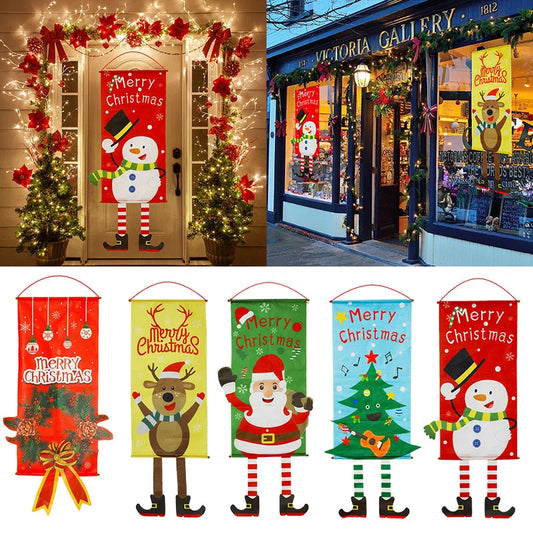 Merry Christmas Hanging Door Banner 8 Designs - T.O.M.S Direct