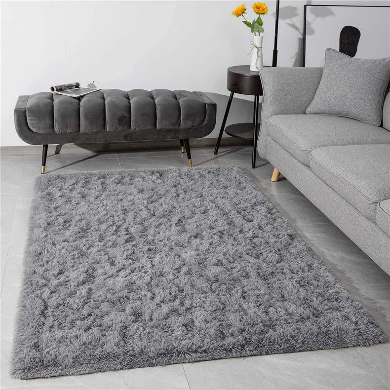 Fluffy Grey Silver Shaggy Rug - T.O.M.S Direct