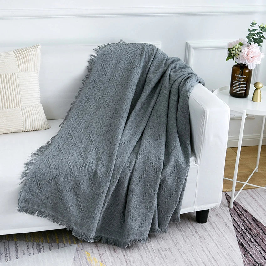 WHQ White or Grey Plaid Polyester Blanket Throw Various Sizes - T.O.M.S Direct