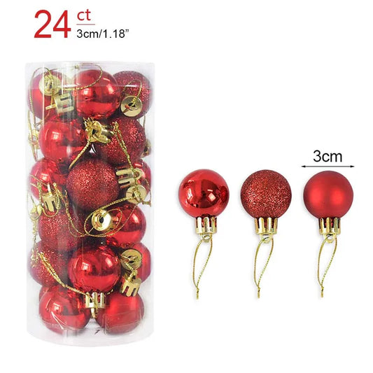 24pc Colourful Christmas Tree Baubles - T.O.M.S Direct