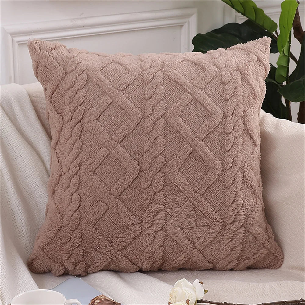 Olanly Square Plush Cushion Cover 3 3D Designs in a Variety of Colours - T.O.M.S Direct