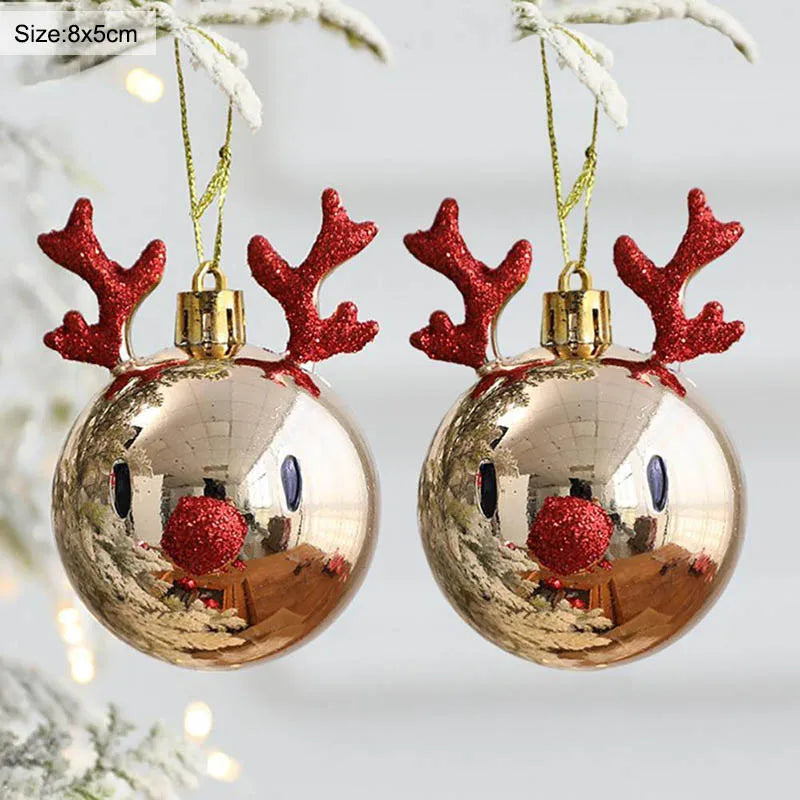 2pc Shiny Reindeer Baubles 4 Designs - T.O.M.S Direct