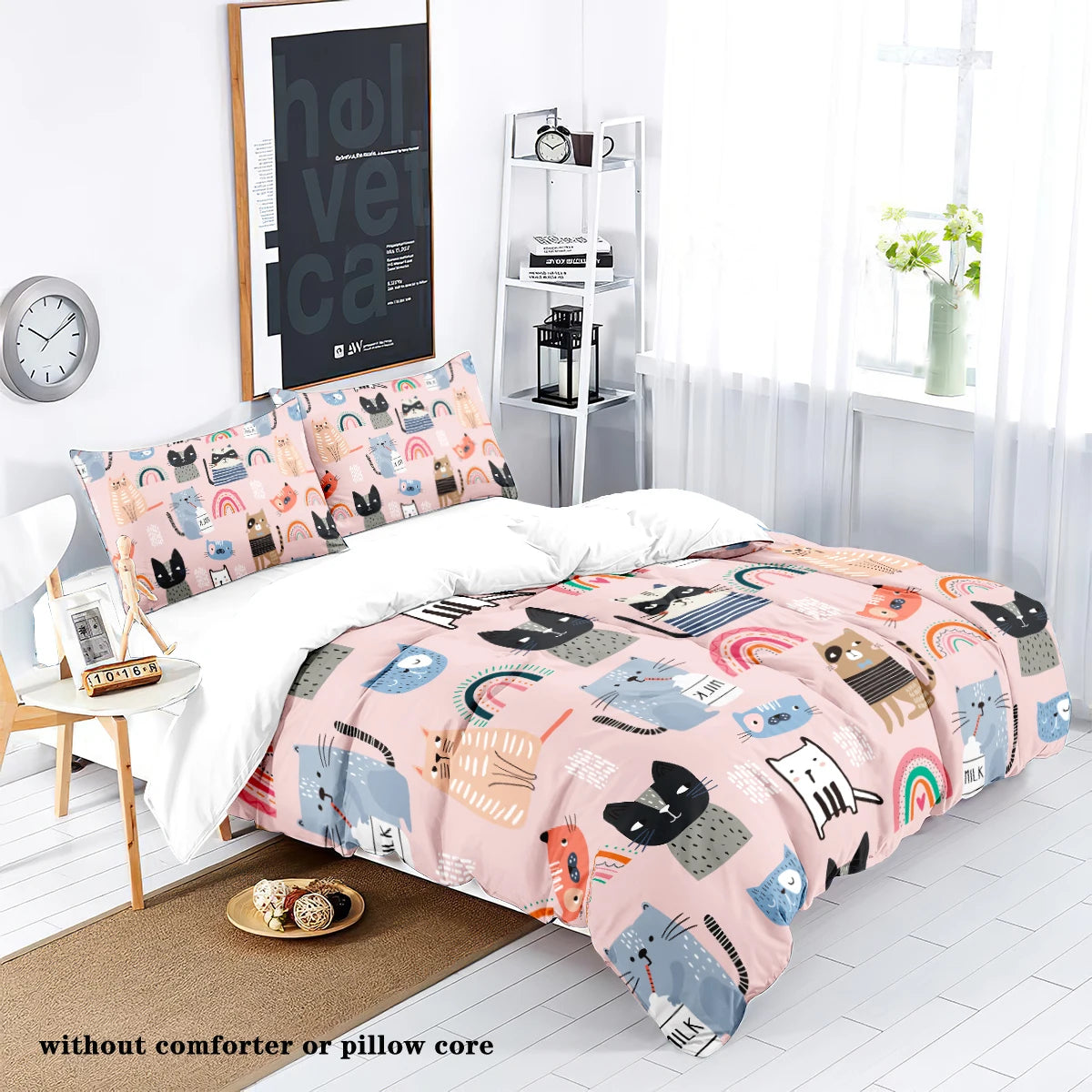 Cat & Rainbow Design Duvet Set - T.O.M.S Direct