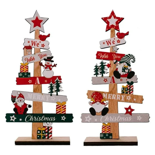 Wooden Festive Christmas Desktop Ornament 4 Designs - T.O.M.S Direct