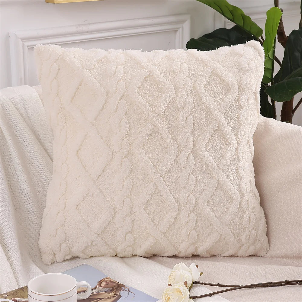 Olanly Square Plush Cushion Cover 3 3D Designs in a Variety of Colours - T.O.M.S Direct