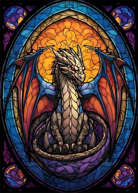 Stained Glass Dragon Wall Art Canvas 22 Designs - T.O.M.S Direct