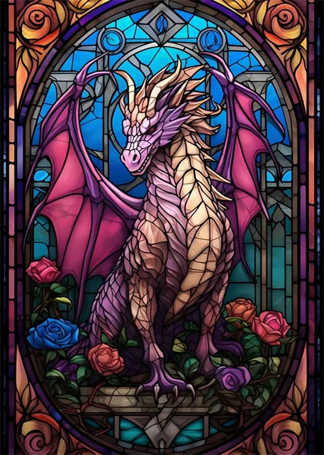 Stained Glass Dragon Wall Art Canvas 22 Designs - T.O.M.S Direct