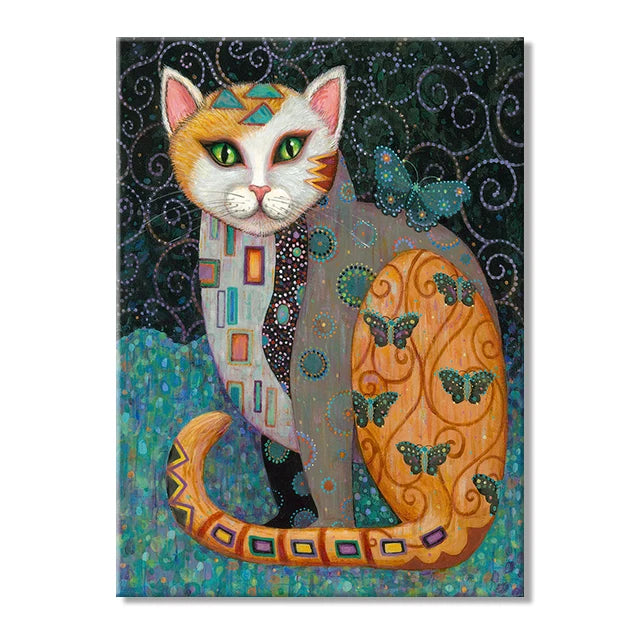 Gustav Klimt Style Cat Wall Art Canvas 9 Designs - T.O.M.S Direct