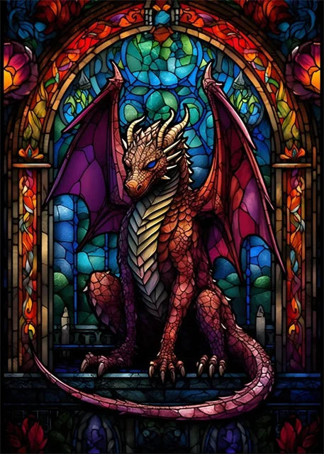 Stained Glass Dragon Wall Art Canvas 22 Designs - T.O.M.S Direct