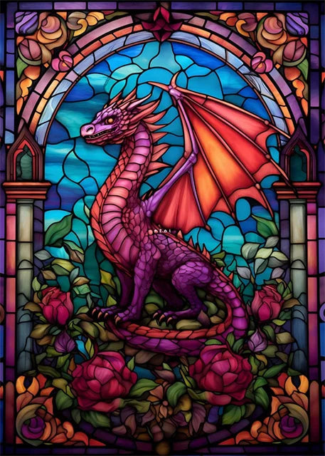 Stained Glass Dragon Wall Art Canvas 22 Designs - T.O.M.S Direct