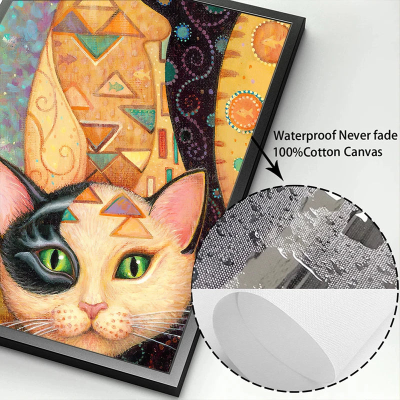 Gustav Klimt Style Cat Wall Art Canvas 9 Designs - T.O.M.S Direct